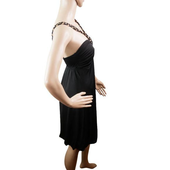 Co-me Como Black Gold Sleeveless Mini Dress Size Medium - Picture 4 of 11